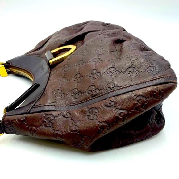 Auth Gucci Brown Guccisima Leather Abbey D Ring Shoulder Bag Preloved Purse - Picture 7 of 16